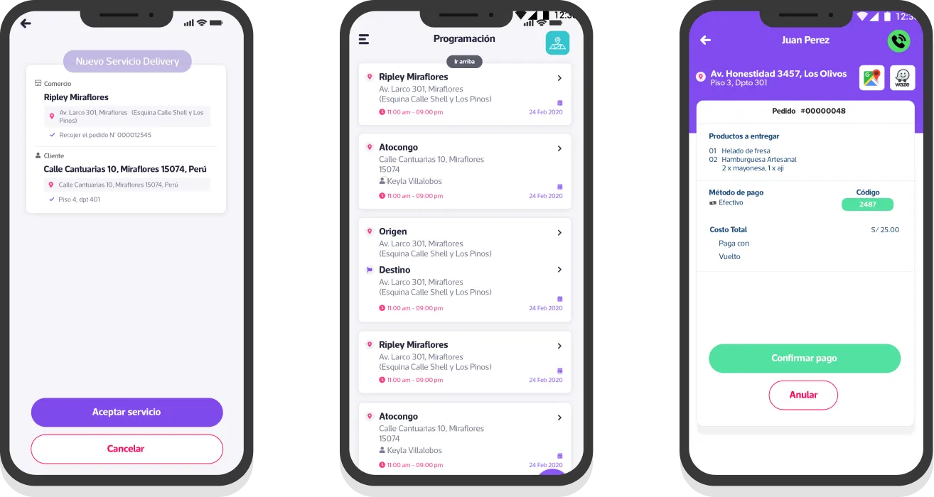 imagenes de la app delivery
